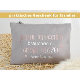 Geschenk für Erzieher | Canvas Federtasche | Kindergarten Geschenk für Erzieherin | Kleine Menschen Große Herzen | Geschenkidee Abschied Lieblingserzieherin