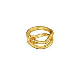 AIMALL European and American Niche Brass Gold Plated Cold Wind Thick Line Twist Knot Finger Ring, 1.06 Inch