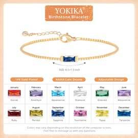 YOKIKA September Sapphire Birthstone Bracelet Blue Cubic Zircon Bracelet for Women Gold September Jewellery Friendship Birthday Anniversary Christmas Gifts for Women Mum Daughter