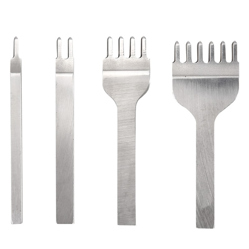 4 Pcs Hole Chisel 1+2+4+6 Prong Leather Punch Tool DIY
