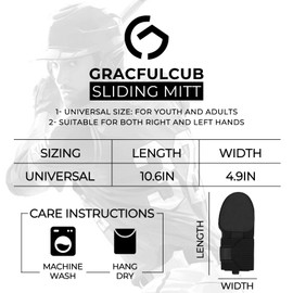 Gracfulcub Baseball Sliding Mitt, Baseball Glove Softball Guard, Ergonomic Design Protecting Fingers for Basic Base Running