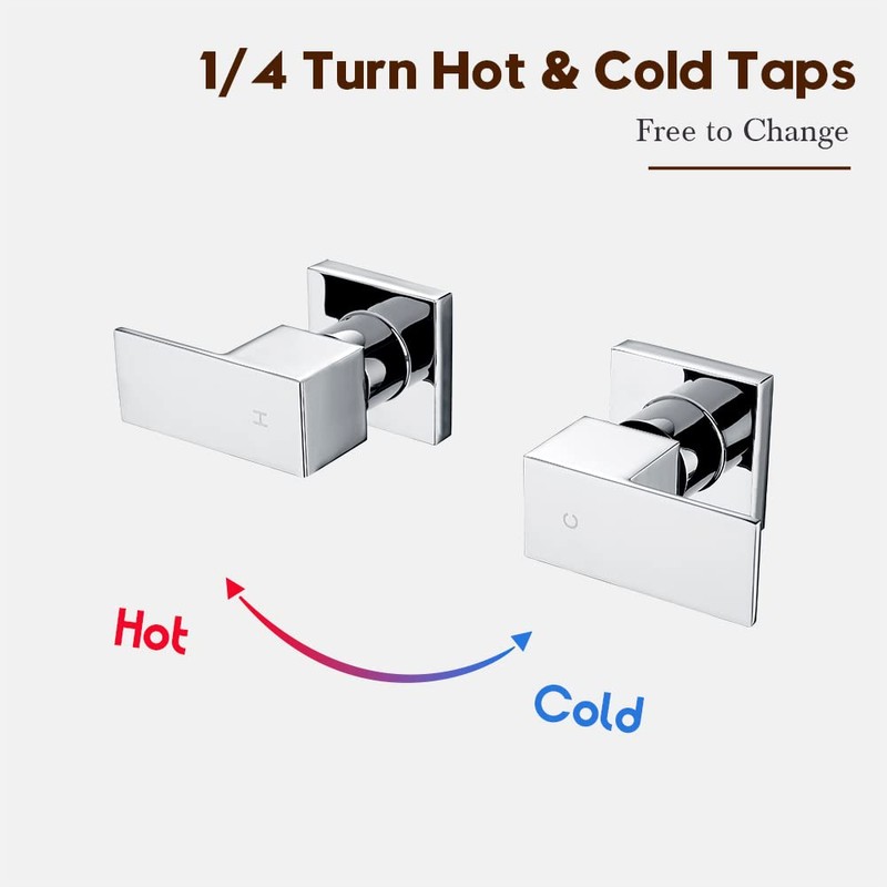 Decaura Square Shower Mixer Taps Wall Top Assemblies 1/4 Turn