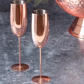 noTrash2003 2 Festive Champagne Flutes Champagne Flutes Stainless Steel Copper Electroplating Super Elegant for Christmas New Year's Eve Anniversaries Party