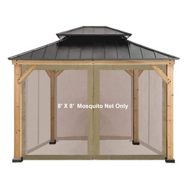 CoastShade Universal Replacement Canopy Mosquito Netting Screen Sidewalls Height 7FT for 8x8 or 10x10 or 10x12 Gazebo Canopy,Khaki