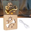 3D Night Lamp Bone Paw Print Pattern Hollow Design Wooden