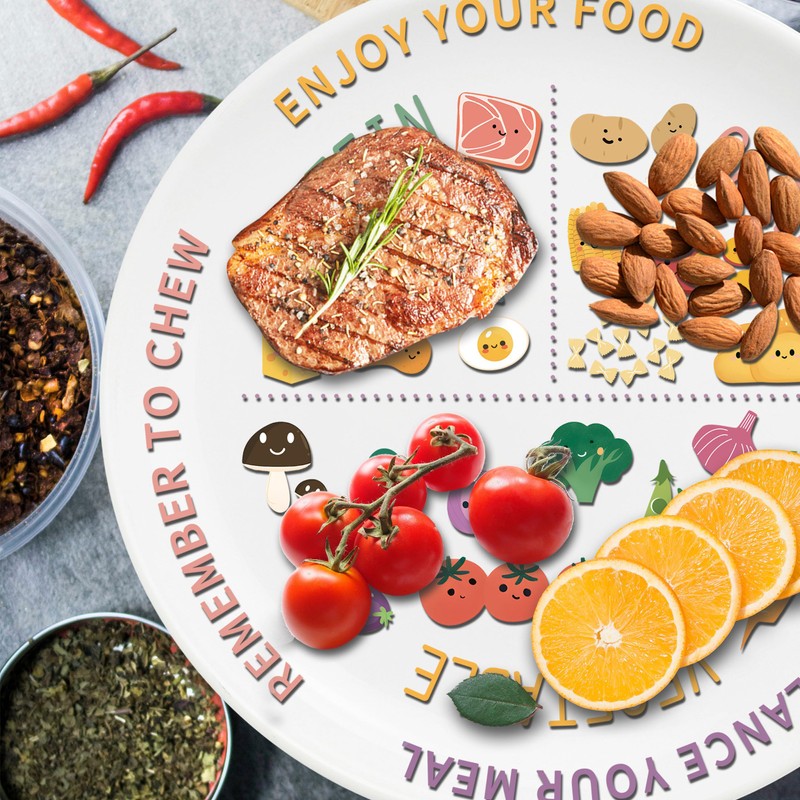 Viynran 10 Inch Portion Control Plate for Adults - Cute