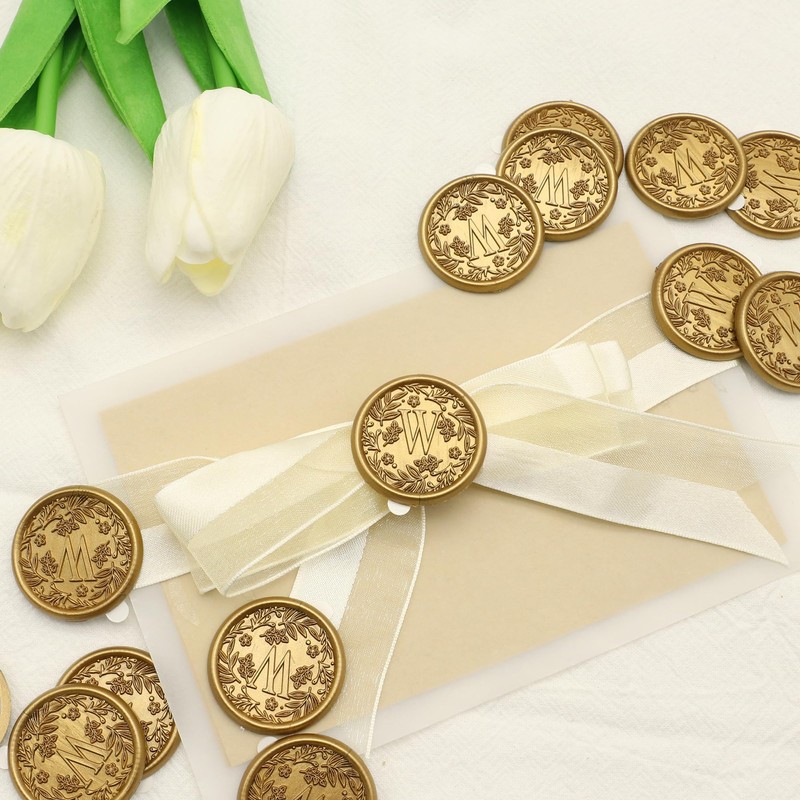 SWANGSA Botanical Flowers Letter W Wax Seal Stickers, 100 Pcs,