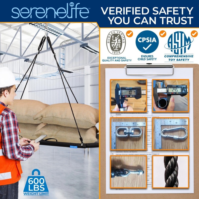 SereneLife 67 in Oval Platform Swing w/ Hang Kit Indoor/Outdoor