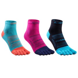 Azarxis 5 Toe Socks Running Socks Quick Dry Moisture Wicking Breathable, B#RLB-3 Pairs