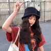 Hat Wig Women Detachable Middle Length Black Brown Curly Wavy