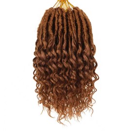 Deep Faux Locs Crochet Hair 10 Inch 8 Packs Goddess Locs Faux Locs Soft Locs Crochet Braids with Curly Ends Pre Looped Deep Wavy Crochet Hair for Black Women(10 Inch, Dark Brown)