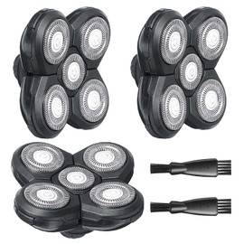 uijino Skull Shaver Replacement Heads Mini for Pitbull Gold PRO, Head Shavers for Bald Men, Efficient & Comfortable, A Must-Have for Travel, 3 Pack Long-Lasting Sharpness Blades, 2 Cleaning Brush