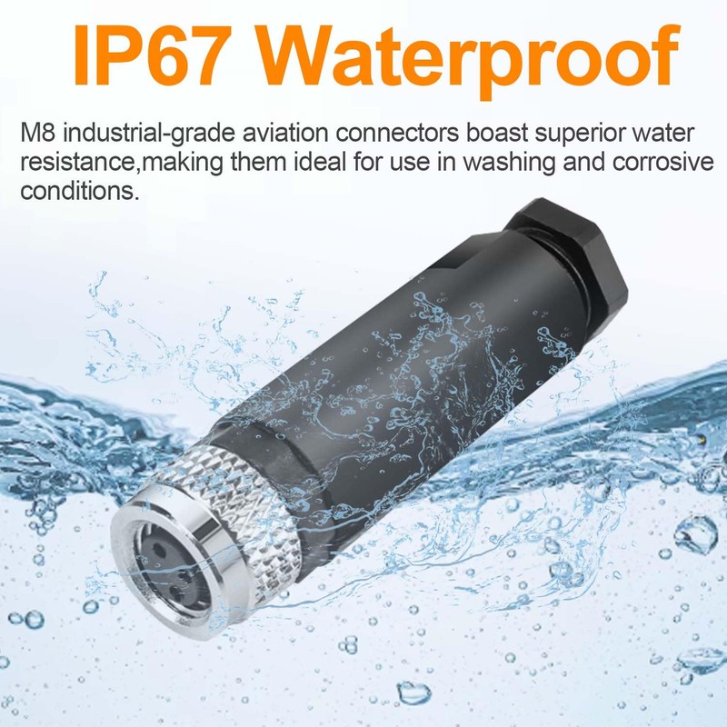 10Pcs M8 3-Pin Aviation Connector Male, Industrial A Coding Field