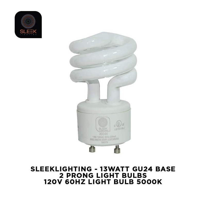 SLEEKLIGHTING - 13Watt GU24 Base 2 Prong Light Bulbs- UL