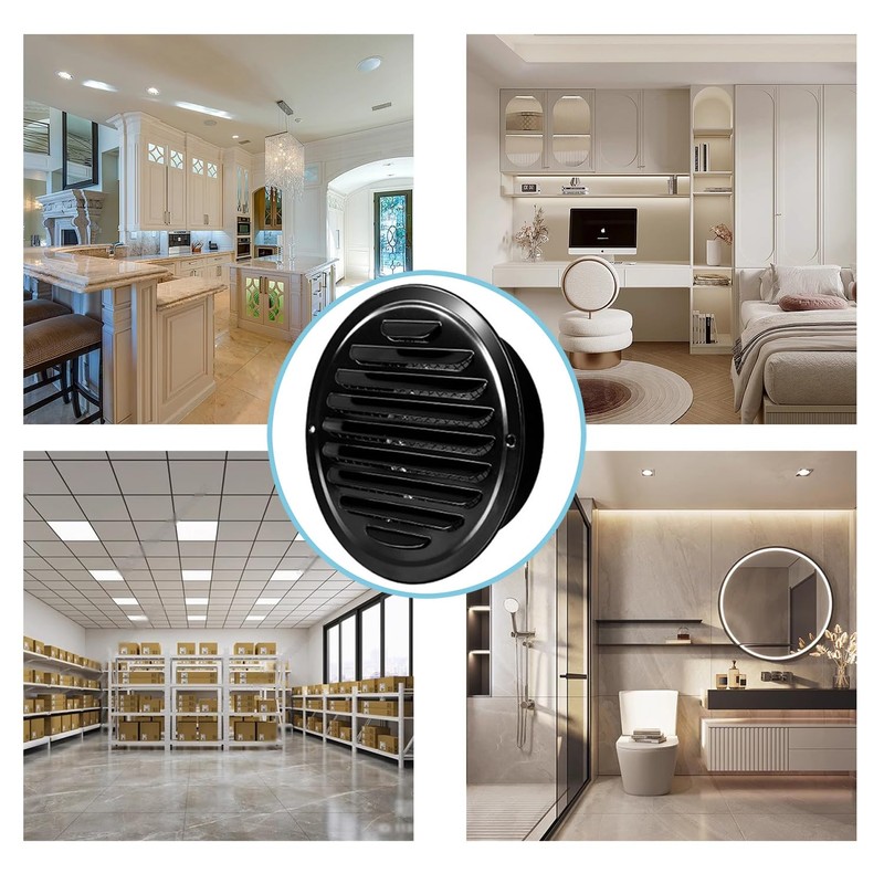 8 Inch Black Stainless Steel Vent Cover, Round Air Vent