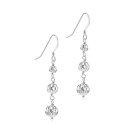 Tuscany Silver Women's Sterling Silver Triple Ball 8 x 50 mm Drop Earrings