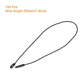 sourcing map Pack of 100 Cotton Hanging Tags Cord Snap Closure Loop Price Tag Fastener Plastic Labels Ties Black 7.8 Inches