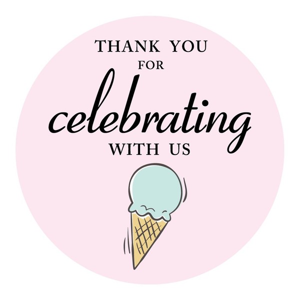 MAGJUCHE Ice Cream Thank You Stickers, Ice Cream Themed Party Sticker Labels for Favors, Decorations, 2 Inch Round, 40-Pack
