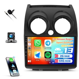 2+64G Car Stereo Radio for Nissan Rogue Sport Qashqai 2007-2015 with Wireless Carplay&Android Auto,9 Inch Touch Screen Android 13 Car Radio with Mirror Link Bluetooth FM/RDS WiFi GPS EQ SWC