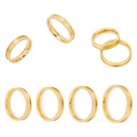 HOBBIESAY 4Pcs Gold Ring Blanks 16-19mm Stainless Steel Grooved Rings Blank Core Ring Round Empty Ring Inlay Finger Rings for Jewelry Making Man Women Gift DIY Craft