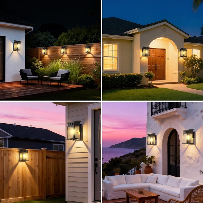 GOODEA 2 Pack Solar Wall Lights Outdoor Waterproof with Motion
