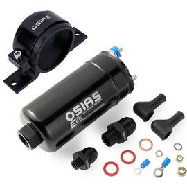 OSIAS External Fuel Pump EFI 380LH 1000HP High Flow 12V 145psi Universal Solid Petrol Fit for AN10 Inlet / AN6 Outlet + Bracket E85 Compliant 044 style ……