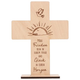 Spruchreif Wooden Cross with Engraving, Wooden Stand Cross, Gifts Made of Wood, Christian Gift, Housewarming, Home, Wedding Gift