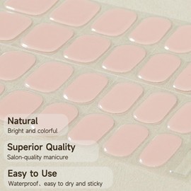 Semi Cured Gel Nail Strips, 28 pcs Gel Nail Stickers Full Nail Wraps,Gel Nail Strips Work with Any UV Lamp,Long Lasting Salon Quality ,Easy to Apply Nail Wraps (Nude)