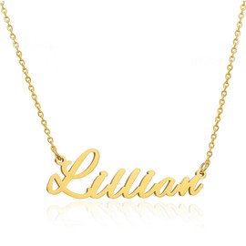 Zotair Name Necklaces made from tarnish free stainless steel (Lillian (Gold))