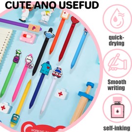 BHBHLFF 10Pcs Nurse Pens Funny Retractable Pens for Essential Nurse Accessories for Work, Ideal for Nursing Students, or Nurse Week Gifts,with 5 Replacement Refills Black Ink