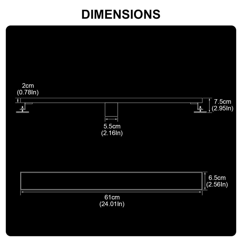KIRLYSTONE 24-Inch Linear Shower Drain Brushed Gold, Rectangular Gold Shower