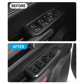 Window Lift Switch Panel Cover Trim Compatible with 2024 2025 Ford Ranger XL XLT Lariat Raptor SuperCrew, Door Window Lock Switch Cap Trim Cover Decoration Interior Accessories(Carbon Fiber Look)