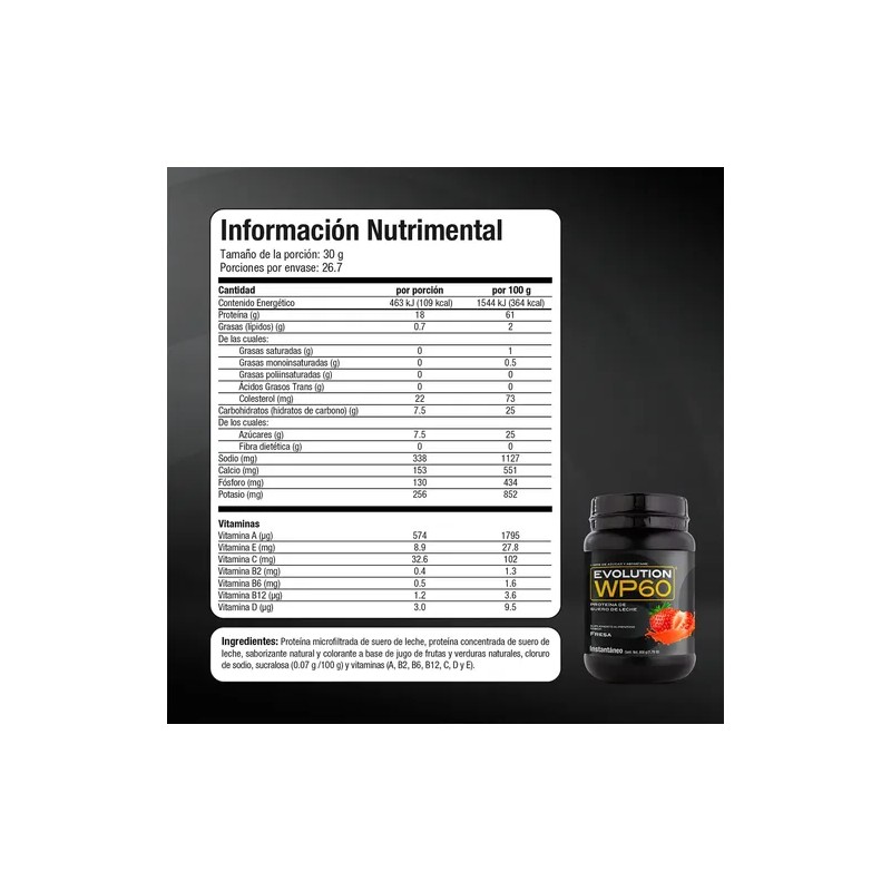 Evolution Proteina Suero De Leche (whey) Wp60 800 G Sabores