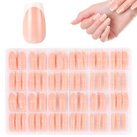 JSRQT Pack of 360 Artificial Nails, French Nails, Medium Rectangular False Nails, Fake Nails with Nail File, False Nails, False Nail Tips, Natural DIY Press on Nails, Artificial for Women and Women
