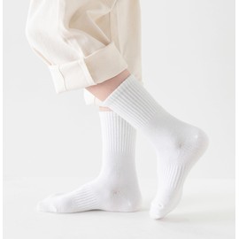 Pareberry 10 Pairs Boys Girls Soft Cotton Crew Dress Socks Seamless Toe School Socks (US, Alpha, Medium, Regular, C01-Black/White/Light Gray)