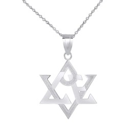 925 Sterling Silver Jewish Star of David Love Pendant Necklace (18")