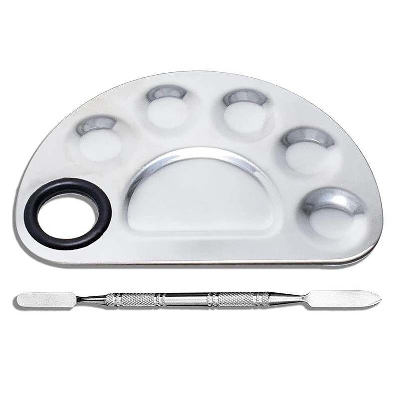 GLAM RAIDER MAKEUP MIXING PALETTE AND SPATULA, CIRCULAR