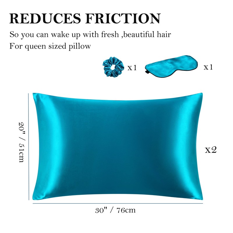 PiccoCasa Set of 2 Zippered Satin Blindfold Headband Pillow Case