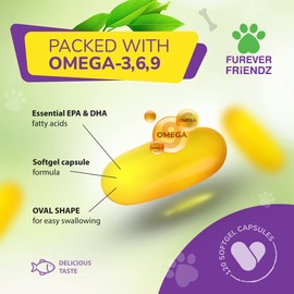 Fish Oil Omega Supplements for Dogs and Cats - 120 Softgels for Pets - Great for Itchy Dry Skin, Allergies & Dandruff • Furever Friendz