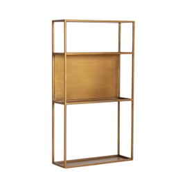 Kate and Laurel Nomi Modern Metal Bathroom Wall Shelf, 18 x 6 x 32, Gold, Contemporary Sleek Tiered Metal Shelves for Wall Decor, Display, and Over-The-Toilet Storage