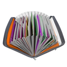 EExpanding File Folder,Fun Storage Document Organiser Box Files,13 Pockets Zip Filing Folders,5 Colours,Accordian File Folder with Tabs,Expandable Documents Wallet Accordion File Organisers, Orange
