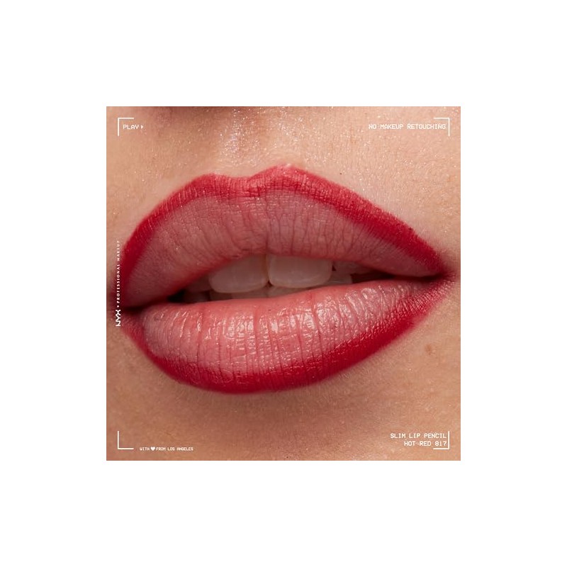 NYX PROFESSIONAL MAKEUP Slim Lip Pencil, Hot Red, 0.03 Ounce