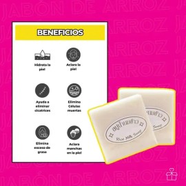 Jabón Axiu Tailandés de Arroz Hecho a Mano con Colágeno y Vitamina E