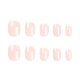 24Pcs Short Square Press on Nails White French Tips Fake Nails Nude Pink False Nail Jelly Gel Glue on Nails Full Cover Reusable Acrylic Nail Glossy Stick on Nail for Women Girls