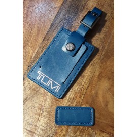 Tumi NEW Tumi Set Luggage Tag and Monogram Patch in Turquoise w/Silver Logo Leather