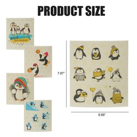 Reusable Swedish Dishcloths, Pack of 5 Cellulose Sponge Cloths, Eco-Friendly Absorbent Reusable Dish Cloth, Kitchen Eco-Friendly Odorless Cleaning Cloth (Penguins)