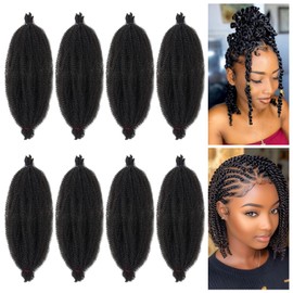 Soft Twist Hair for Afro Marley Locs, Black Pre-Separated Spring Twist Hair for Locs Crochet Braiding Hair for Curly Marley Braiding Hair Extensions for Women (12 Inch (Pack of 8))