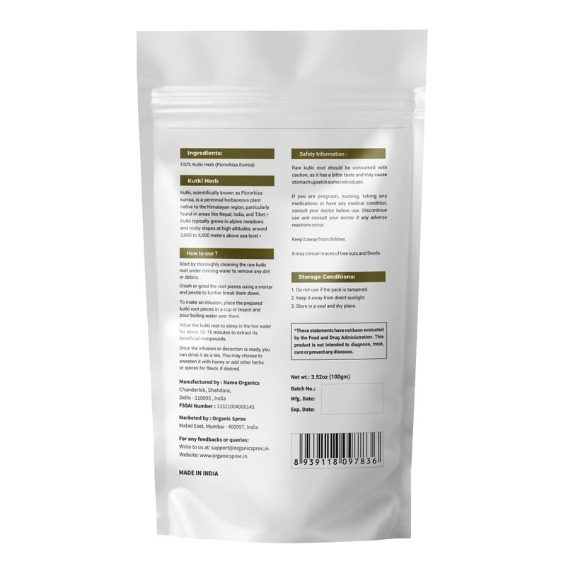 Organic Spree Kutki Herb 100gm (3.52oz) Picrorhiza Kurroa – Katuka