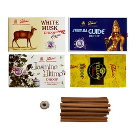 Padmini Incense Dhoop Sticks Yellow Rose - Spiritual Guide - White Musk - Jasmine (4 Pack - Total 60 Sticks)