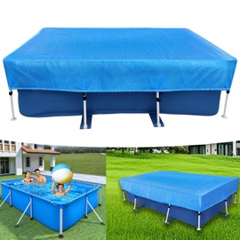 Rectangular Above Ground Pool Cover 102 x 67 in 8x5 ft Rectangle Frame Swimming Pool Cover Draw Strings Dust Proof 8.5 ft Cover for 102 inches Outdoor Above Ground Pool Cover Winter